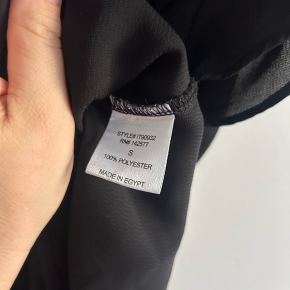 Fashion Nova, size S, black blouse top, keyhole tie up front, ruffles, sheer - Picture 6 of 6